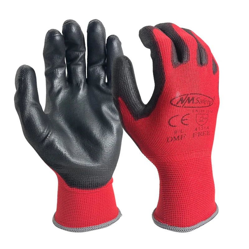 professional PU coated work gloves - 12 pairs